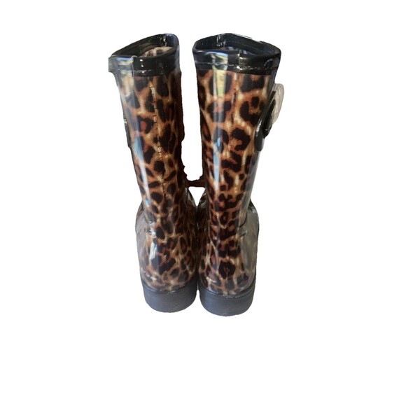 Kenneth Cole Reaction Women’s Buckle Rain Boots Leopard Brown Size 7 New in box - Picture 2 of 6